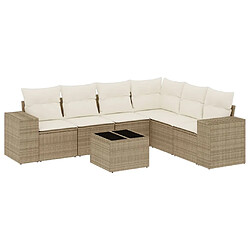 vidaXL Salon de jardin avec coussins 7 pcs beige résine tressée