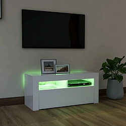 Acheter Maison Chic Meubles TV avec lumières LED - Banc TV pour salon blanc brillant 90x35x40 cm -MN25345