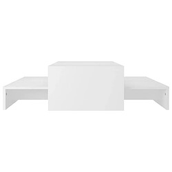 Acheter Maison Chic Set tables basses gigognes,Table Console pour salon Blanc 100x100x26,5 cm Aggloméré -MN16885