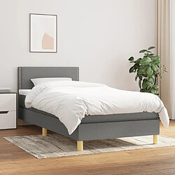 Maison Chic Lit Adulte - Lit simple Lit à sommier tapissier et matelas moelleux - Meuble de Chambre - Gris foncé 90x190 cm Tissu -MN67320