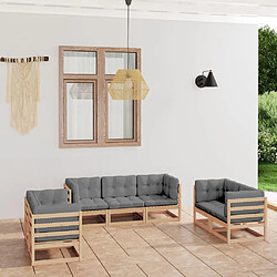 vidaXL Salon de jardin 7 pcs avec coussins Bois de pin massif