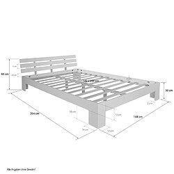 Avis Homestyle4U Lit double 140x200 marron matelas et sommier à lattes