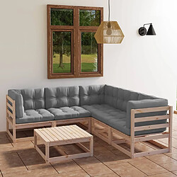 Maison Chic Salon de jardin 6 pcs + coussins - Mobilier/Meubles de jardin - Table et chaises d'extérieur Bois de pin massif -MN22029