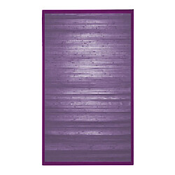 Thedecofactory SOLO BAMBOO - Tapis en bambou larges lattes et ganse violet 70x120