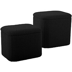 LEITMOTIV Pouf en tissu bouclette Ada noir.