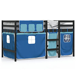 Vidaxl Lit mezzanine enfants et rideaux bleu 90x200cm bois pin massif