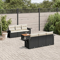 Maison Chic Ensemble Tables et chaises d'extérieur 7pcs avec coussins,Salon de jardin noir résine tressée -GKD376371