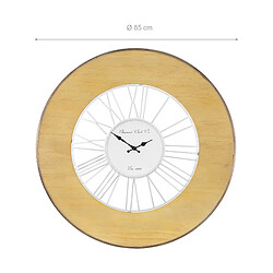 Acheter WOMO-DESIGN | Grande Horloge Murale XXL Alfheim Ronde Ø85 cm Blanc-Nature, en Bois-Métal, Style Vintage, Décoration Rétro, Chiffres Romains, Mouvement Silencieux, pour Salon Cuisine Salle à Manger