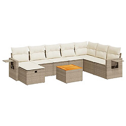 vidaXL Salon de jardin avec coussins 9 pcs beige résine tressée