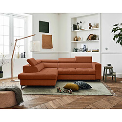 Lisa Design Olinda - canapé d'angle gauche - 5 places - convertible avec coffre et têtières réglables - en tissu Olinda - canapé d'angle gauche - 5 places - convertible avec coffre et têtières réglables - en tissu - Terracotta