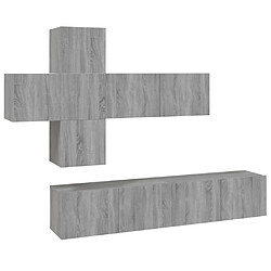 Maison Chic Ensemble de meubles TV 7 pcs | Banc TV Moderne pour salon | Meuble de Rangement - Sonoma gris Bois d'ingénierie -MN68040