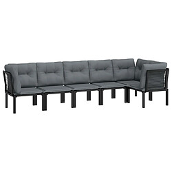 Avis Maison Chic Salon de jardin 6 pcs - Table et chaises d'extérieur - Mobilier/Meubles de jardin Moderne noir et gris résine tressée -MN76375