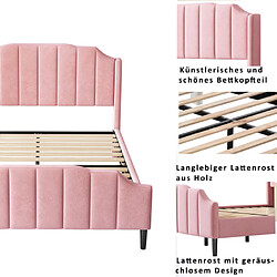 Acheter ComfortXL Lit Double Rembourré En Velours Rose Avec Cadre De Lit, 140 X 200 Cm