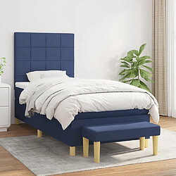 Maison Chic Lit adulte- Lit + matelas,Sommier à lattes de lit avec matelas Bleu 90x190 cm Tissu -GKD45978