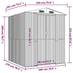 Helloshop26 Abri de jardin cabane cabanon maison de stockage remise extérieur hangar outils robuste 192 x 191 x 223 cm acier galvanisé vert 02_0022361 pas cher