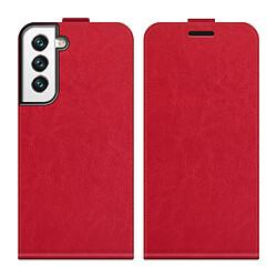 Coque en TPU + PU texture crazy horse, fermeture magnétique avec porte-carte rouge pour votre Samsung Galaxy S22