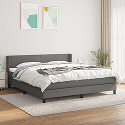 Maison Chic Lit Adulte - Lit simple Lit à sommier tapissier avec matelas moelleux - Meuble de Chambre - Gris foncé 160x200cm Tissu -MN96612