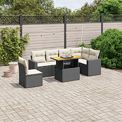 Maison Chic Ensemble Tables et chaises d'extérieur 7pcs avec coussins,Salon de jardin noir résine tressée -GKD376950