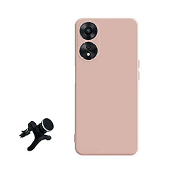 Kit Support Magnétique Renforcé + Étui Silicone Liquide Phonecare pour Oppo A58 4G - Rose