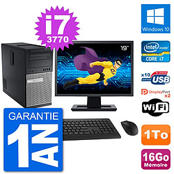 PC Tour Dell 7010 Ecran 19" Intel i7-3770 RAM 16Go Disque 1To Windows 10 Wifi - Occasion