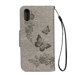 Avis Wewoo Coque gris pour iPhone X fleurs pressées motif papillon horizontal étui en cuir flip avec titulaire et fentes cartes portefeuille lanière