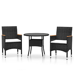 Maison Chic Mobilier à dîner 3 pcs de jardin - Ensemble table et chaises d'extérieur - Salon/Mobilier de jardin classique Résine tressée Noir -MN29415