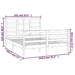 vidaXL Cadre de lit sans matelas bois massif 135x190 cm pas cher