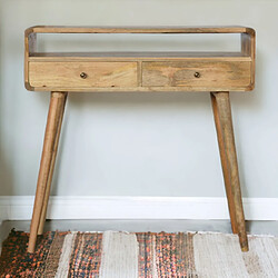 Artisan Furniture Table console courbée en bois massif chêne avec fente ouverte, salon ou couloir