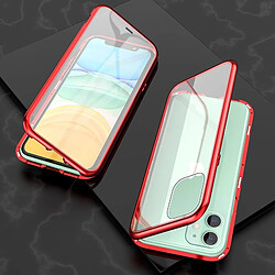 Wewoo Coque Rigide Etui à rabat magnétique en verre trempé pour adultes avec adsorption ultra mince à double face iPhone 11 Rouge