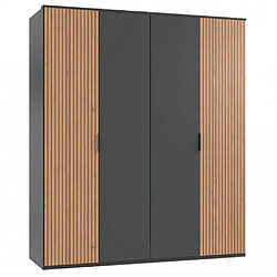 Inside 75 Armoire graphite 4 portes BLEND 2 portes aspect clayettes imit. chêne artisan