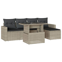 vidaXL Salon de jardin 6 pcs avec coussins gris clair résine tressée