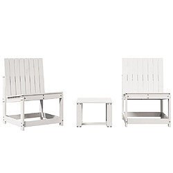 Maison Chic Ensemble de salle à manger de jardin 3 pcs,Table et chaises d'extérieur blanc bois massif de pin -GKD771030