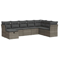 vidaXL Salon de jardin 8 pcs avec coussins gris résine tressée