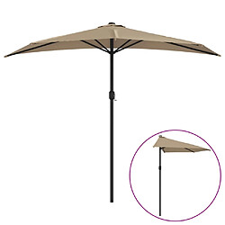 Helloshop26 Parasol de balcon avec mât en aluminium 270 x 135 cm demi taupe 02_0008306