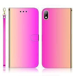 Wewoo Housse Coque Pour Huawei Y5 2019 / Honor 8s imité miroir surface étui en cuir à rabat horizontal avec support et fentes cartes et portefeuille et lanière dégradé de couleur