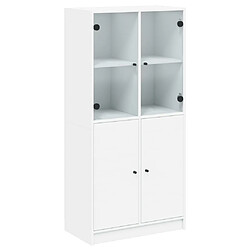 vidaXL Buffet haut avec portes blanc 68x37x142 cm bois d'ingénierie