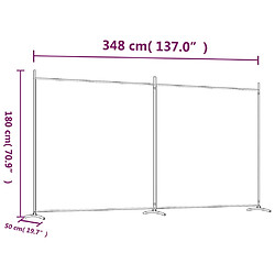 vidaXL Cloison de séparation 2 panneaux Blanc 348x180 cm Tissu pas cher