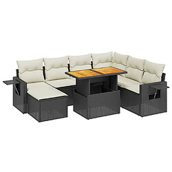 vidaXL Salon de jardin 8 pcs avec coussins noir résine tressée