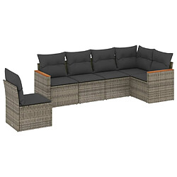 Maison Chic Salon de jardin 6 pcs avec coussins | Ensemble de Table et chaises | Mobilier d'Extérieur gris résine tressée -GKD48345