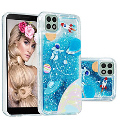 Coque en TPU anti-rayures, motif sables mouvants à paillettes Planète bleue pour votre Samsung Galaxy A22 5G (EU Version)