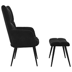 Avis vidaXL Chaise de relaxation avec tabouret Noir Velours