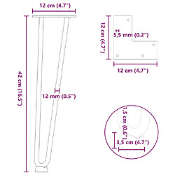 vidaXL Pieds de table en forme d'épingle à cheveux 4 pcs noir 42 cm pas cher