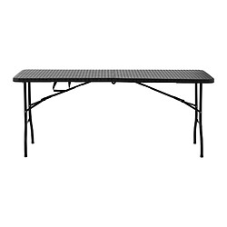 Helloshop26 Table pliante de jardin d'extérieur traiteur (183 x 75 x 74 cm, capacité de charge : 150 kg, acier, polyéthylène, coloris : noir) 14_0004484 pas cher