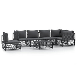 Maison Chic Salon de jardin 7 pcs + coussins - Mobilier/Meubles de jardin - Table et chaises d'extérieur anthracite acier -MN39216