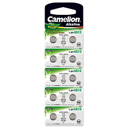 Pack de 10 piles Camelion Alcaline AG13/LR44/LR1154/357 0% Mercury/Hg