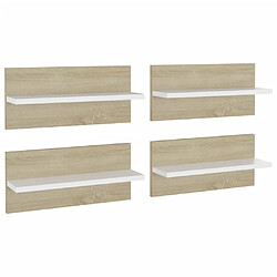 vidaXL Étagères murales 2 pcs blanc et chêne sonoma bois d'ingénierie