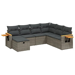 vidaXL Salon de jardin avec coussins 7 pcs gris résine tressée