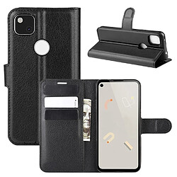 Etui en PU peau de litchi avec support noir pour votre Google Pixel 4a