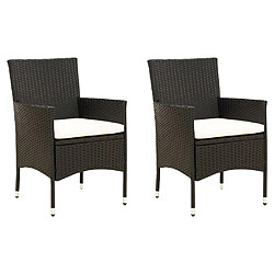 Maison Chic Lot de 2 Chaises de jardin,Fauteuil d'extérieur avec coussins Résine tressée Noir -MN52422