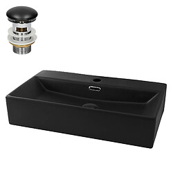 ML-Design Lavabo céramique noir avec garniture de vidage lave-mains moderne 600x365 mm